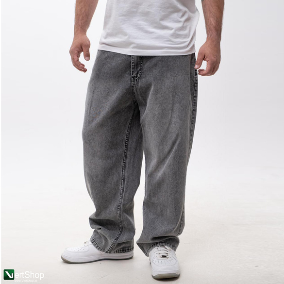 Lucky Dice LD Clothing Spodnie Jeansowe Baggy Męskie Szary/Biały