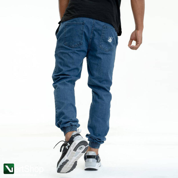 JIGGA WEAR Spodnie Jeansowe Jogger Ze Ściągaczem Męskie Niebieskie Jigga Wear Crown
