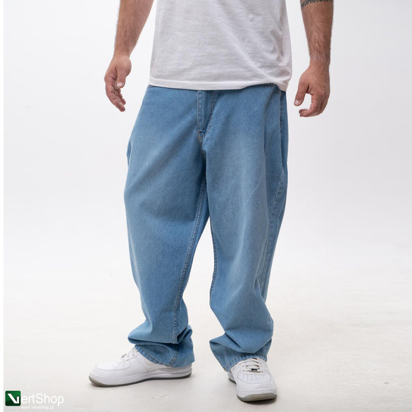 Lucky Dice LD Clothing Spodnie Jeansowe Baggy Męskie Niebieskie / Białe
