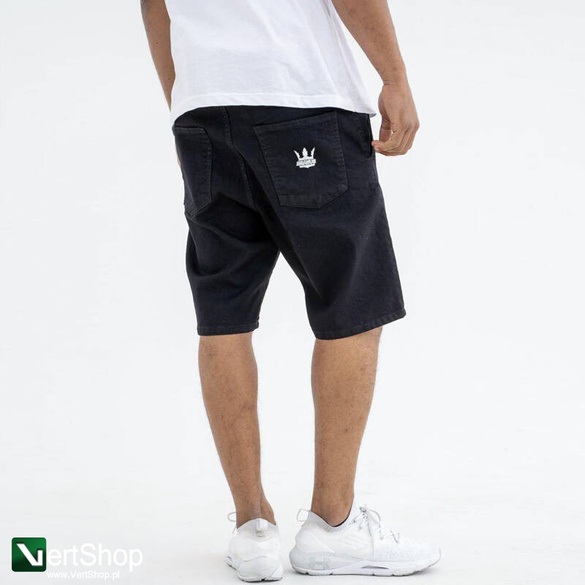 JIGGA WEAR Krótkie Spodenki Tkaninowe Ze Ściągaczem Męskie Czarne / Białe Jigga Wear Crown Pocket