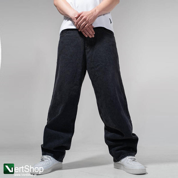 JIGGA WEAR Spodnie Jeansowe Szerokie  Baggy Męskie Czarne Crown