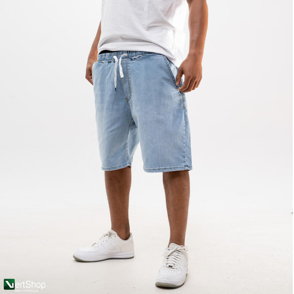 Lucky Dice LD Classic Krótkie Spodenki Jeansowe Baggy Męskie Jasne Niebieskie / Złote