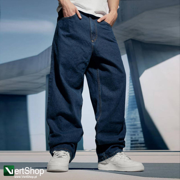 JIGGA WEAR Spodnie Jeansowe Szerokie  Baggy Męskie Ciemne Niebieskie Crown