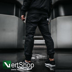 JIGGA WEAR Spodnie Materiałowe Jogger Jigga Crown Stitch Czarne / Białe