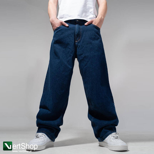 JIGGA WEAR Spodnie Jeansowe Szerokie  Baggy Męskie Ciemne Niebieskie Crown