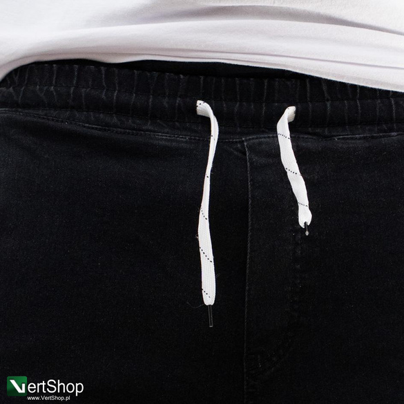 Lucky Dice LD Classic Krótkie Spodenki Jeansowe Baggy Męskie Czarne / Białe 