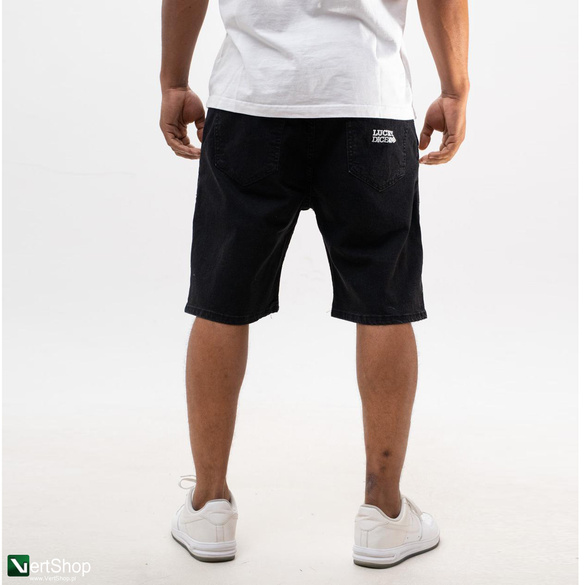 Lucky Dice LD Classic Krótkie Spodenki Jeansowe Baggy Męskie Czarne / Białe 