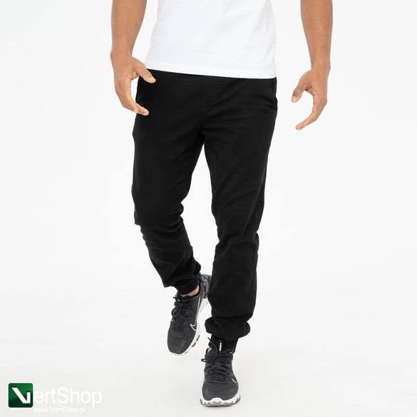 JIGGA WEAR Spodnie Materiałowe Jogger Jigga Crown Stitch Czarne / Czerwone