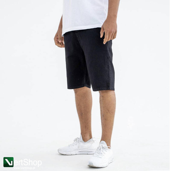 JIGGA WEAR Krótkie Spodenki Jeansowe Ze Ściągaczem Męskie Czarne / Białe Jigga Wear Crown Pocket