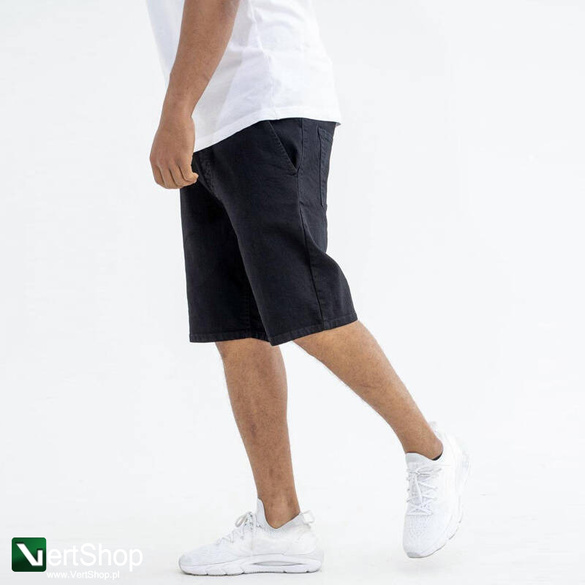 JIGGA WEAR Krótkie Spodenki Jeansowe Ze Ściągaczem Męskie Czarne / Białe Jigga Wear Crown Pocket