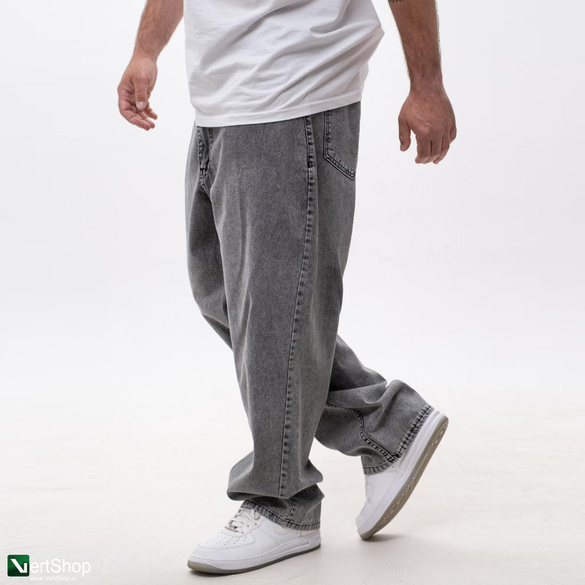 Lucky Dice LD Clothing Spodnie Jeansowe Baggy Męskie Szary/Biały