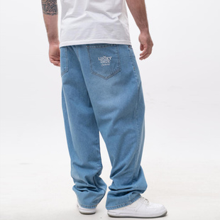 Lucky Dice LD Clothing Spodnie Jeansowe Baggy Męskie Niebieskie / Białe