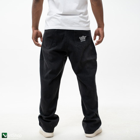 Lucky Dice LD Clothing Spodnie Jeansowe Baggy Męskie Czarne / Białe