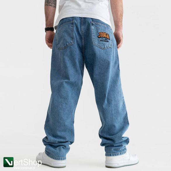 JIGGA WEAR Spodnie Jeansowe Szerokie  Baggy Męskie Niebieskie Outline