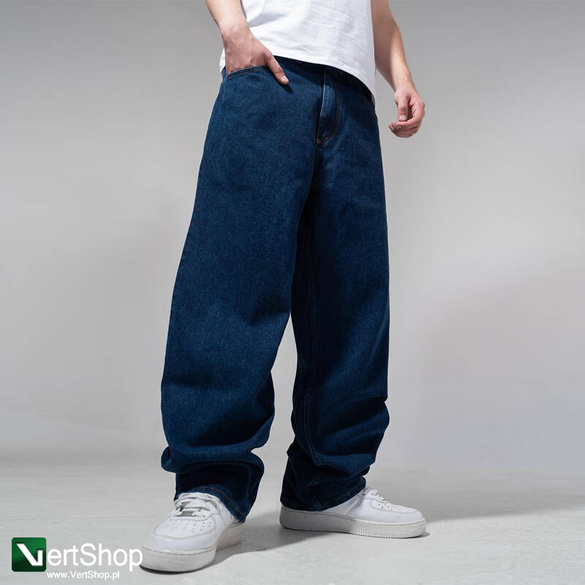 JIGGA WEAR Spodnie Jeansowe Szerokie  Baggy Męskie Ciemne Niebieskie Crown