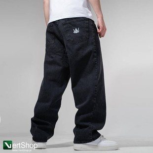 JIGGA WEAR Spodnie Jeansowe Szerokie  Baggy Męskie Czarne Crown