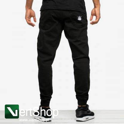 JIGGA WEAR Spodnie Materiałowe Jogger Jigga Crown Stitch Czarne / Białe