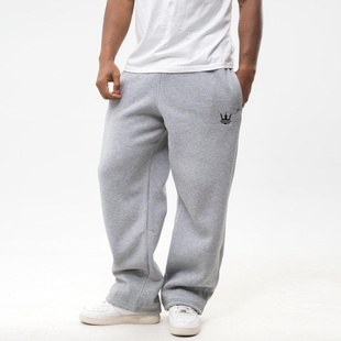 JIGGA WEAR Spodnie Dresowe Baggy Męskie Szare Jigga Wear Haft Logo Drawcord