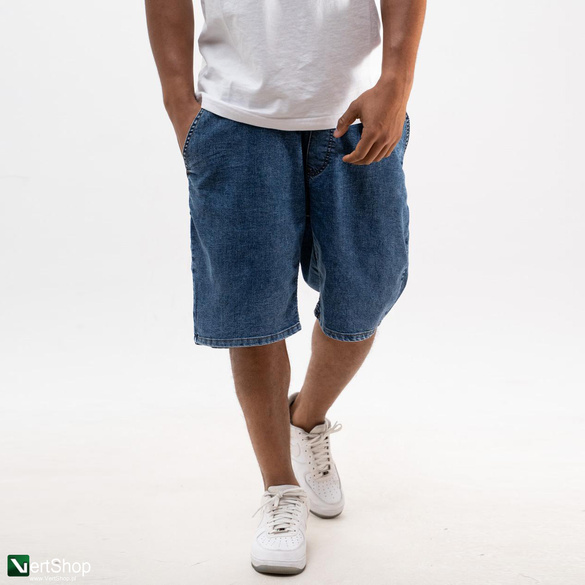 Lucky Dice LD Classic Krótkie Spodenki Jeansowe Baggy Męskie Niebieskie / Złote 