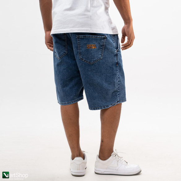 Lucky Dice LD Classic Krótkie Spodenki Jeansowe Baggy Męskie Niebieskie / Złote 