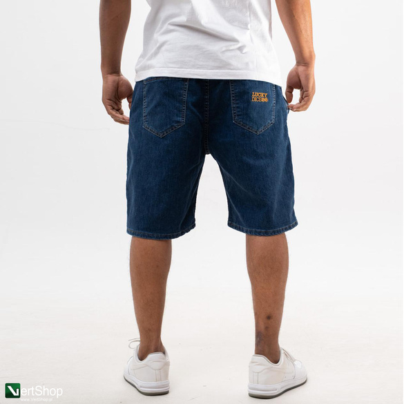 Lucky Dice LD Classic Krótkie Spodenki Jeansowe Baggy Męskie Niebieskie / Złote 