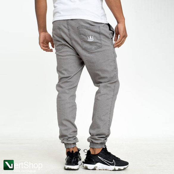 JIGGA WEAR Spodnie Jeansowe Jogger Ze Ściągaczem Jigga Wear Crown Raw Szare