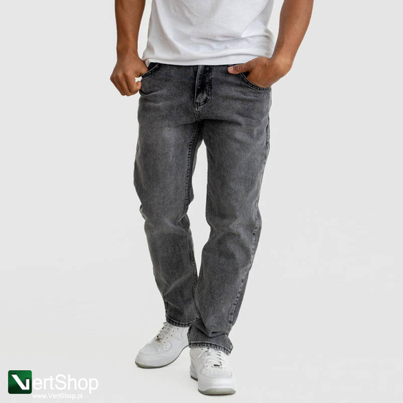 JIGGA WEAR Spodnie Jeansowe Czarne Spranie Mini Haft Logo