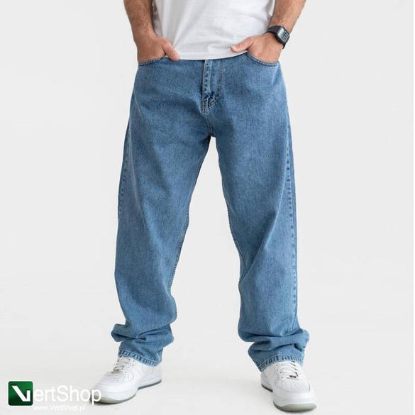 JIGGA WEAR Spodnie Jeansowe Szerokie  Baggy Męskie Niebieskie Outline