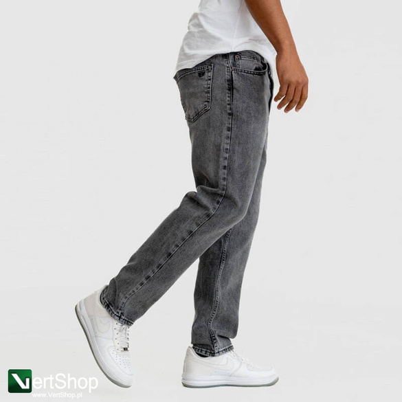 JIGGA WEAR Spodnie Jeansowe Czarne Spranie Mini Haft Logo