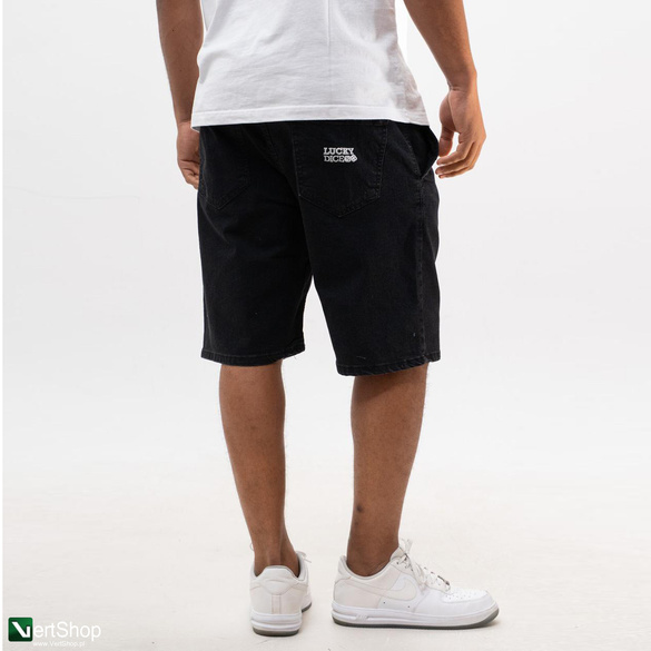 Lucky Dice LD Classic Krótkie Spodenki Jeansowe Baggy Męskie Czarne / Białe 