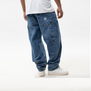 JIGGA WEAR Spodnie Jeansowe Super Baggy Cargo Męskie Niebieskie Jigga Wear Crown