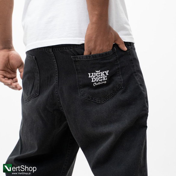 Lucky Dice LD Clothing Spodnie Jeansowe Baggy Męskie Czarne / Białe