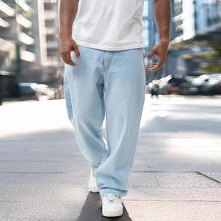 Lucky Dice LD Clothing Spodnie Jeansowe Baggy Męskie Jasne Niebieskie / Białe