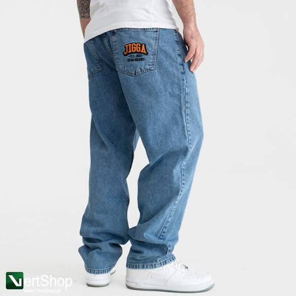JIGGA WEAR Spodnie Jeansowe Szerokie  Baggy Męskie Niebieskie Outline