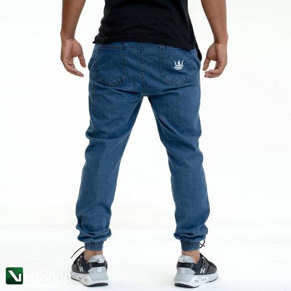 JIGGA WEAR Spodnie Jeansowe Jogger Ze Ściągaczem Męskie Niebieskie Jigga Wear Crown