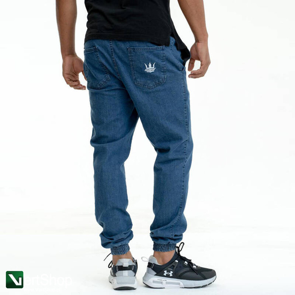 JIGGA WEAR Spodnie Jeansowe Jogger Ze Ściągaczem Męskie Niebieskie Jigga Wear Crown
