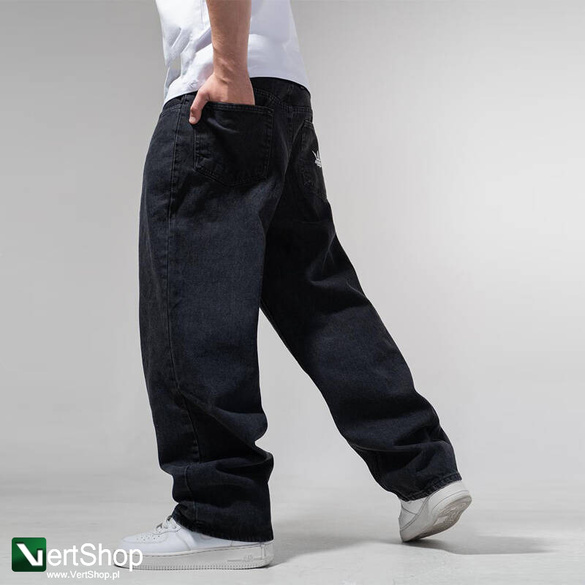 JIGGA WEAR Spodnie Jeansowe Szerokie  Baggy Męskie Czarne Crown