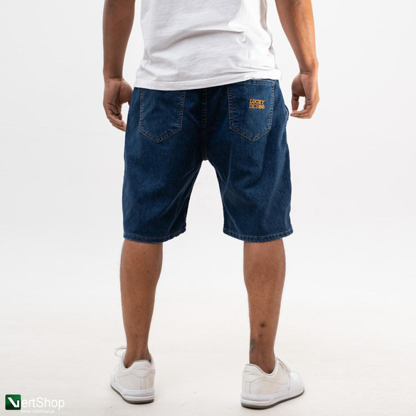 Lucky Dice LD Classic Krótkie Spodenki Jeansowe Baggy Męskie Niebieskie / Złote 