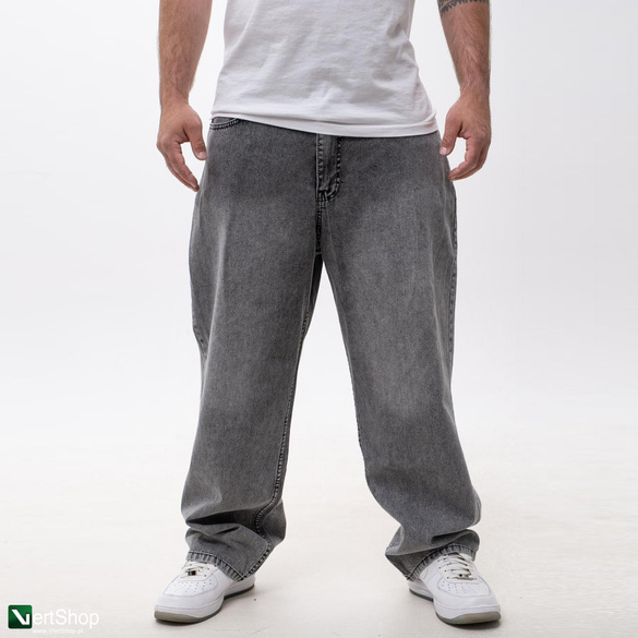 Lucky Dice LD Clothing Spodnie Jeansowe Baggy Męskie Szary/Biały