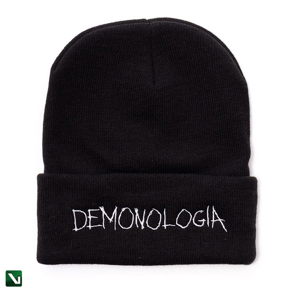 DEMONOLOGIA - LETTERING CZAPKA ZIMOWA CZARNA