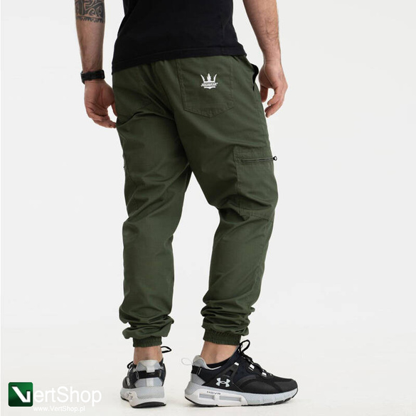 JIGGA WEAR Spodnie Jogger Ze Ściągaczem Męskie Oliwkowe Bojówki  Crown Ripstop Cargo