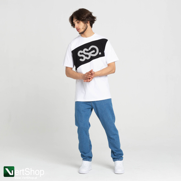 SMOKESTORY Koszulka STRIPPED LOGO BIAŁY