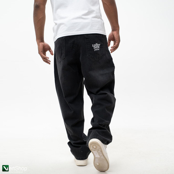 Lucky Dice LD Clothing Spodnie Jeansowe Baggy Męskie Czarne / Białe