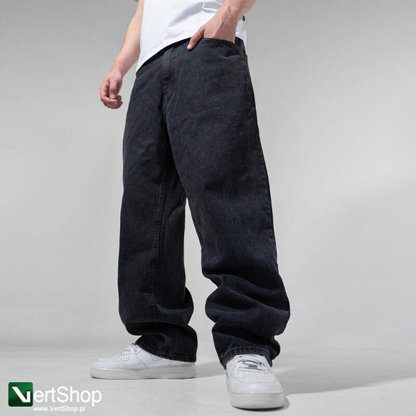 JIGGA WEAR Spodnie Jeansowe Szerokie  Baggy Męskie Czarne Crown
