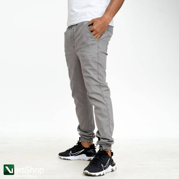 JIGGA WEAR Spodnie Jeansowe Jogger Ze Ściągaczem Jigga Wear Crown Raw Szare