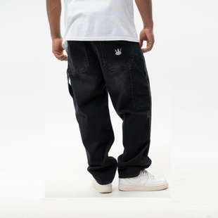 JIGGA WEAR Spodnie Jeansowe Super Baggy Cargo Męskie Czarne Jigga Wear Crown