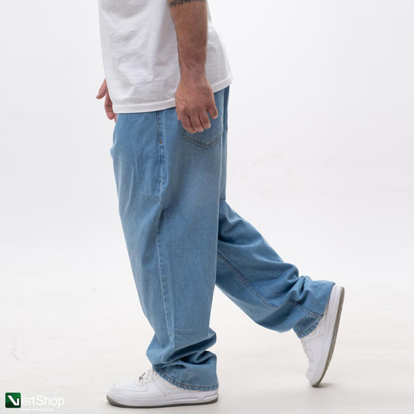 Lucky Dice LD Clothing Spodnie Jeansowe Baggy Męskie Niebieskie / Białe