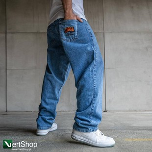 JIGGA WEAR Spodnie Jeansowe Szerokie  Baggy Męskie Niebieskie Outline