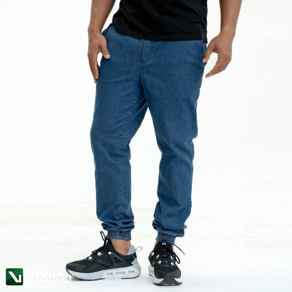 JIGGA WEAR Spodnie Jeansowe Jogger Ze Ściągaczem Męskie Niebieskie Jigga Wear Crown