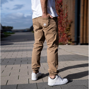 JIGGA WEAR Spodnie Materiałowe Jogger Ze Ściągaczem Męskie Beżowe Jigga Wear Crown
